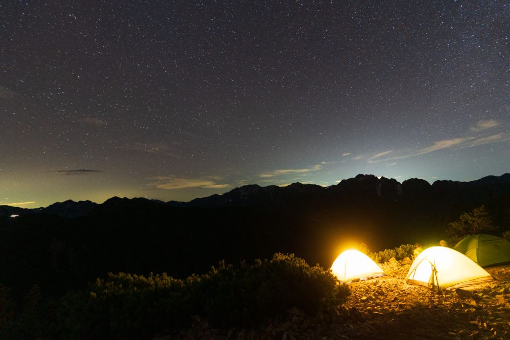 鹿島槍ヶ岳・爺ヶ岳・はじめての夜空の写真