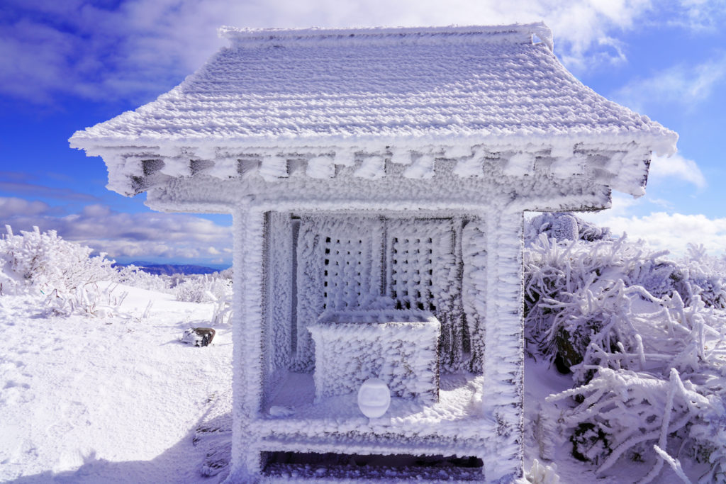 積雪期・荒島岳・荒島岳神社と雪だるま