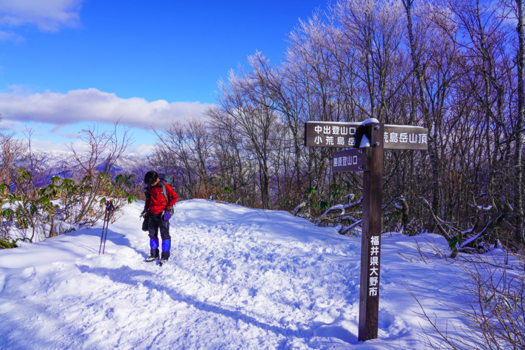 積雪期・荒島岳・三度、シャクナゲ平