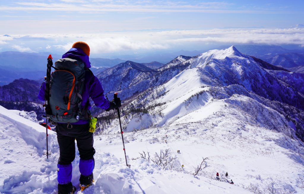 厳冬期・武尊山・剣ヶ峰山・剣ヶ峰山へ下山を開始