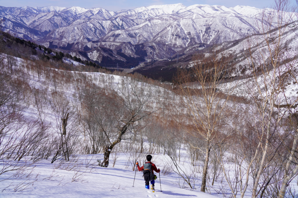 残雪期・東谷山・日白山・二居俣ノ頭手前の鞍部から下山です