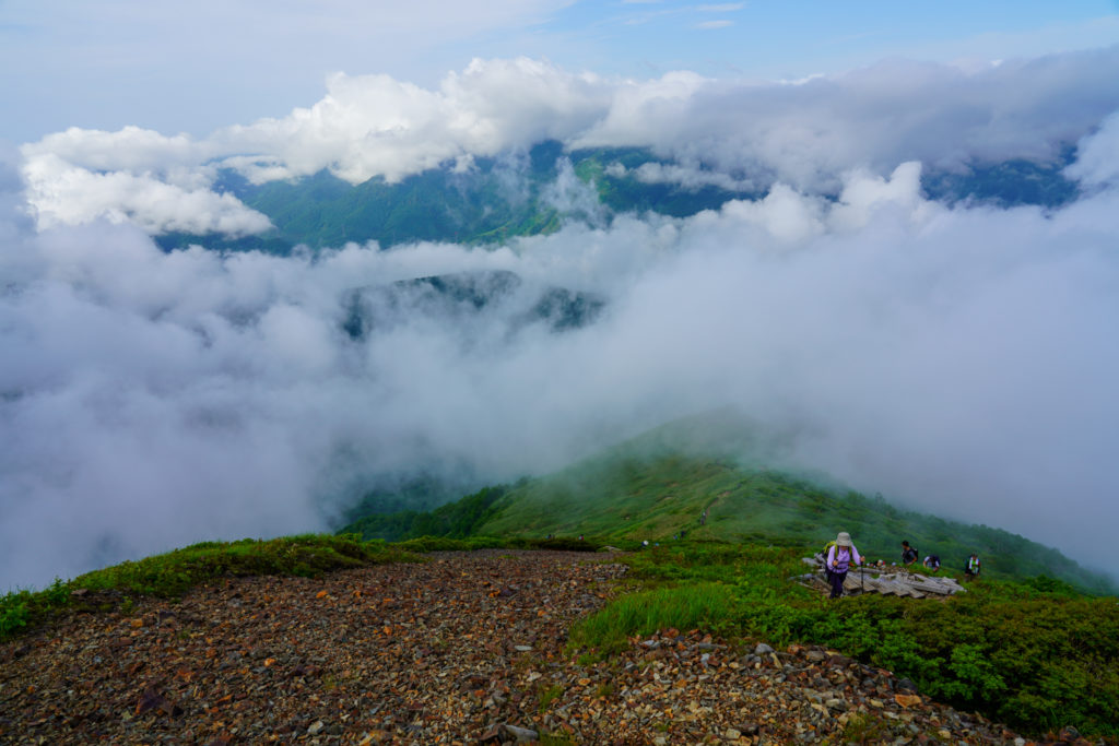 平標山・仙ノ倉山・八合目から松手山方面を振り返る